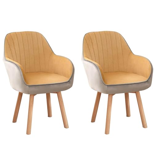 Mid Century Swivel Dining Desk Chair, Velvet Chair with Armrests and Wooden Legs Latex Cushion 551lbs Weight Capacity B 2pcs von HGTRH