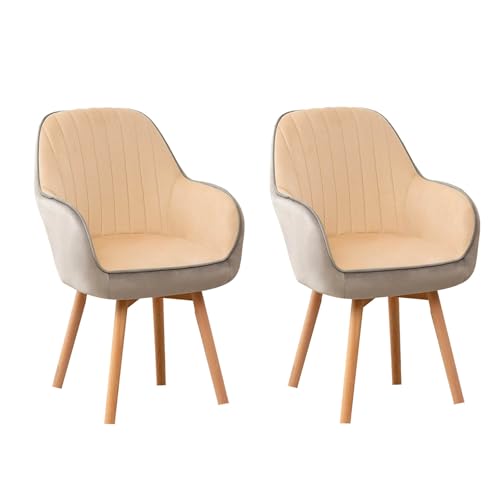 Mid Century Swivel Dining Desk Chair, Velvet Chair with Armrests and Wooden Legs Latex Cushion 551lbs Weight Capacity C 2pcs von HGTRH