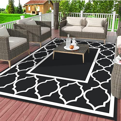 Outdoor Teppich Camping Faltbar, Leicht Waschbarer Balkon Teppich, Wetterfest Rutschfester Terrassen Teppich HitzebestäNdig Kristallsamtstoff Pflegeleicht Teppich für DraußEn, Geometrisches Muster von HGTRH