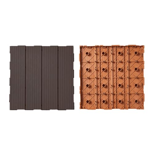 Plastic Patio Tiles, Balcony Decking Tiles with Click System Drainage Substructure Plastic Click Tiles for Balcony Garden and Patio 30 x 30 cm - 1 m² Easy Installation Coffee 22pcs Plastic Patio Tiles, Balcony Decking Tiles with Click System Drainage Substructure Plastic Click Tiles for Balcony Garden and Patio 30 x 30 cm - 1 m² Easy Installation Coffee 22pcs von HGTRH