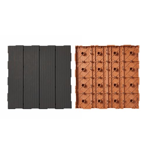 Plastic Patio Tiles, Balcony Decking Tiles with Click System Drainage Substructure Plastic Click Tiles for Balcony Garden and Patio 30 x 30 cm - 1 m² Easy Installation Dark grey 22pcs Plastic Patio Tiles, Balcony Decking Tiles with Click System Drainage Substructure Plastic Click Tiles for Balcony Garden and Patio 30 x 30 cm - 1 m² Easy Installation Dark grey 22pcs von HGTRH