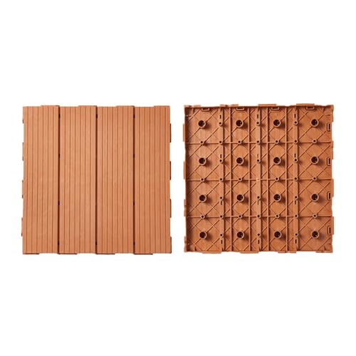 Plastic Patio Tiles, Balcony Decking Tiles with Click System Drainage Substructure Plastic Click Tiles for Balcony Garden and Patio 30 x 30 cm - 1 m² Easy Installation Teak yellow 22pcs Plastic Patio Tiles, Balcony Decking Tiles with Click System Drainage Substructure Plastic Click Tiles for Balcony Garden and Patio 30 x 30 cm - 1 m² Easy Installation Teak yellow 22pcs von HGTRH