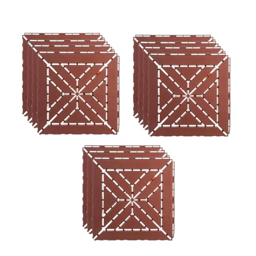 Set of 11 Outdoor Garden Plates, 1㎡ Decking Tiles with Water Drain Click Install Weatherproof Floor Cover for Balcony, Garden & Patio Easy and Quick to Install 12‘’x12'' Red von HGTRH