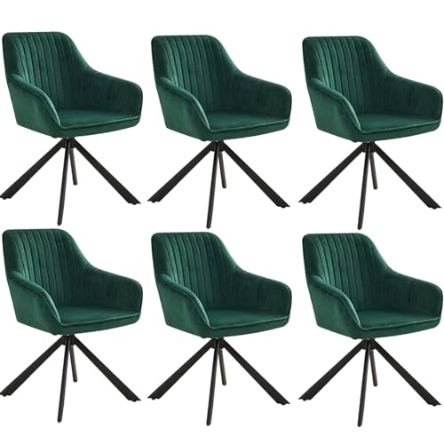 Swivel Dining Room Chairs, Mid-Century Modern Chairs with Armrests and Backrest Soft Cushions Ergonomic 331lbs Loading C 6pcs von HGTRH