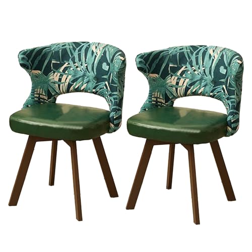 Swivel Dining Room Chairs, Rotating Velvet Upholstered Chair with Armrests and Hollow Backrest Solid Wood Legs 330lbs A 2pcs von HGTRH
