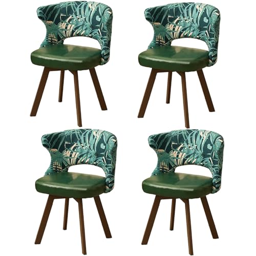 Swivel Dining Room Chairs, Rotating Velvet Upholstered Chair with Armrests and Hollow Backrest Solid Wood Legs 330lbs A 4pcs von HGTRH