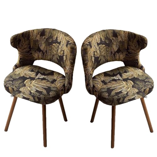 Swivel Dining Room Chairs, Rotating Velvet Upholstered Chair with Armrests and Hollow Backrest Solid Wood Legs 330lbs B 2pcs von HGTRH