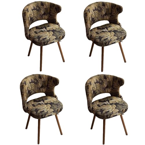 Swivel Dining Room Chairs, Rotating Velvet Upholstered Chair with Armrests and Hollow Backrest Solid Wood Legs 330lbs B 4pcs von HGTRH