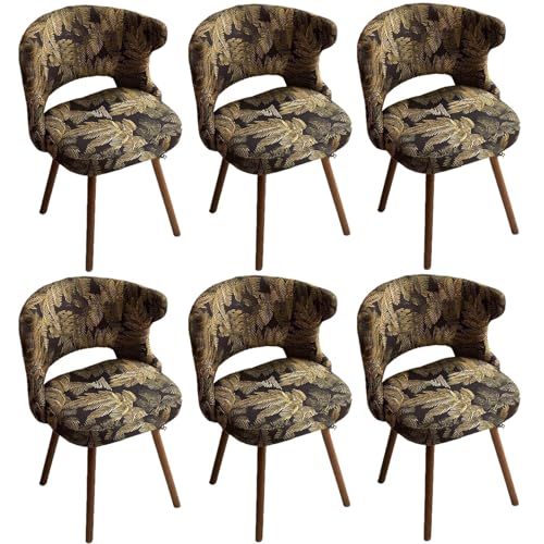 Swivel Dining Room Chairs, Rotating Velvet Upholstered Chair with Armrests and Hollow Backrest Solid Wood Legs 330lbs B 6pcs von HGTRH