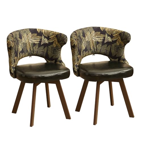 Swivel Dining Room Chairs, Rotating Velvet Upholstered Chair with Armrests and Hollow Backrest Solid Wood Legs 330lbs C 2pcs Swivel Dining Room Chairs, Rotating Velvet Upholstered Chair with Armrests and Hollow Backrest Solid Wood Legs 330lbs C 2pcs von HGTRH