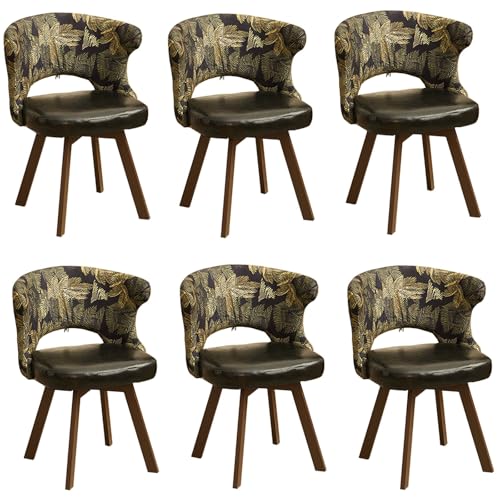 Swivel Dining Room Chairs, Rotating Velvet Upholstered Chair with Armrests and Hollow Backrest Solid Wood Legs 330lbs C 6pcs Swivel Dining Room Chairs, Rotating Velvet Upholstered Chair with Armrests and Hollow Backrest Solid Wood Legs 330lbs C 6pcs von HGTRH