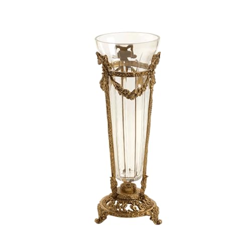 HGTYDV2 Kristallglasvase mit Messingsockel, stilvolle, Moderne Blumenvase aus Kupfer und Glas, dekorative europäische Vase für Esstisch, Wohnzimmer, Hochzeit, Tischdekoration HGTYDV2 Kristallglasvase mit Messingsockel, stilvolle, Moderne Blumenvase aus Kupfer und Glas, dekorative europäische Vase für Esstisch, Wohnzimmer, Hochzeit, Tischdekoration von HGTYDV2