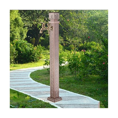 Quadratische vertikale Garten-Wassersäule aus Edelstahl 304 mit Doppelauslasshahn, freistehender Frostschutzwasserspender for den Außenbereich, Hofhydrant(107cm) von HGTYDV2
