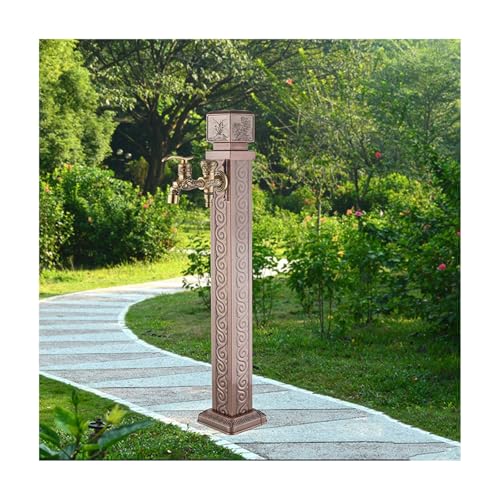 Quadratische vertikale Garten-Wassersäule aus Edelstahl 304 mit Doppelauslasshahn, freistehender Frostschutzwasserspender for den Außenbereich, Hofhydrant(91cm) von HGTYDV2