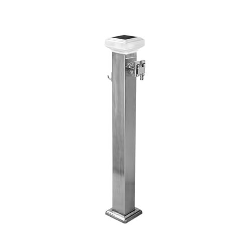 Quadratische vertikale Garten-Wassersäule aus Edelstahl mit Sensorlicht, freistehender Frostschutz-Wasserspender-Hydrant for den Außenbereich mit Wasserhahn(Silver,80x15cm) von HGTYDV2