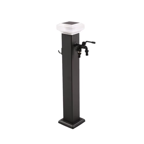 Quadratische vertikale Garten-Wassersäule aus Edelstahl mit Sensorlicht, freistehender Frostschutz-Wasserspender-Hydrant for den Außenbereich mit Wasserhahn(Svart,80x15cm) von HGTYDV2