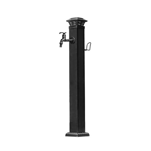 Schwarze vertikale quadratische Garten-Wassersäule mit Sensorlicht, freistehender Frostschutz-Wasserhahn aus Aluminiumlegierung for den Außenbereich, Hofhydrant(110cm) von HGTYDV2