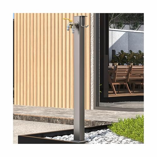 Vertikale Garten-Wassersäule Compatible with den Außenbereich, freistehender Schlauchständer aus Edelstahl mit 2-in-1-Doppelhahn aus Messing, Wassereinlass unten Compatible with den Hinterhof(80x6cm) von HGTYDV2