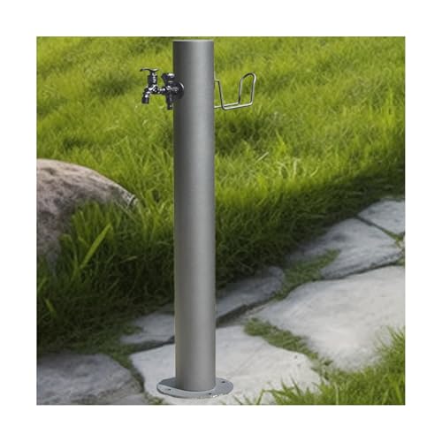Zylindrische Garten-Wassersäule aus Edelstahl, Frostschutz-Wasserspender-Hydrant for den Außenbereich mit Doppelauslasshahn und Haken for die Terrasse(86x20.5cm) von HGTYDV2