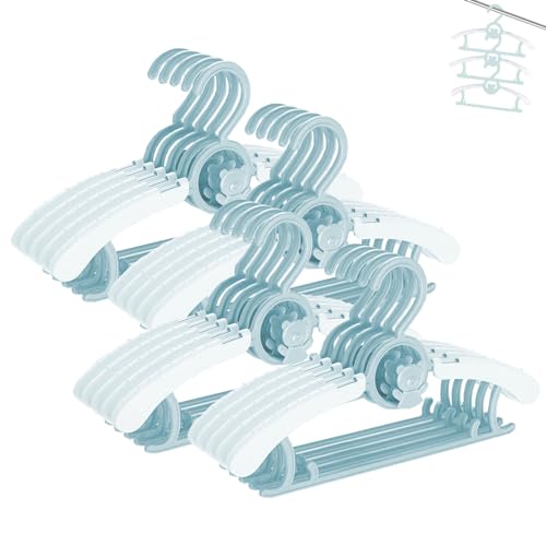 HGYZE Baby Kleiderbügel Kinder Antirutsch, 29-37cm Ausziehbare Kinderkleiderbügel mit Hosenständer, Kunststoff & Stapelbare Mitwachsende Kid Hanger Ideal für Kinderbekleidung, 20 Stück Babybügel von HGYZE