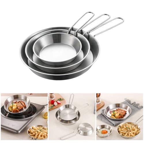 3pcs Camping Fritting Pans Praktische Klappgriffe Edelstahl Stähle Pfannen Nicht Stick Pfannen Zum Kochen Einfach Zu Bedienen von HGZHNAT