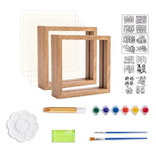 Baby Handabdruck Kunsthandwerk Glasmalset Mit Holzrahmen 6 Farbfarbe Für Geburtstag Weihnachten Hochzeit Babypartys Handabdruck Malerei Unterrichtswerkzeug von HGZHNAT