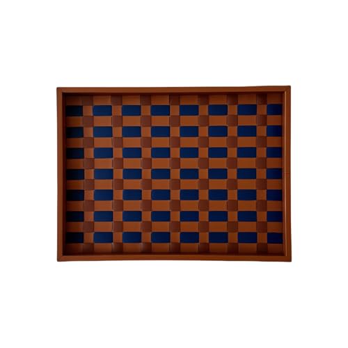 Gewebtes Muster Sättel Leder Dekorative Tablett Robuste Küchenorganisatoren Mit Goldenem Premium Leder Esstisch Accessoire von HGZHNAT