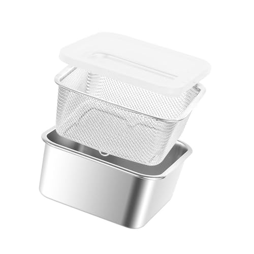 HGZHNAT Edelstahl Lebensmittel Lagerbehälter Mit Luftdichtem Deckel Spülmaschine Sicher Und Für Küchen Und Kühlschrank Organisation Küchenlagerbehälter Mit Drainage Colander HGZHNAT Edelstahl Lebensmittel Lagerbehälter Mit Luftdichtem Deckel Spülmaschine Sicher Und Für Küchen Und Kühlschrank Organisation Küchenlagerbehälter Mit Drainage Colander von HGZHNAT