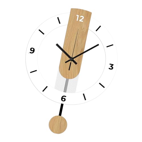 HGZHNAT Elegantes Holzmuster Acryl Wandschwung Uhr Ruhige Bewegungen Große Römische/arabische Ziffernausstellung Für Wohnzimmer Schlafzimmer Schlafzimmer Ruhige Wanduhr von HGZHNAT
