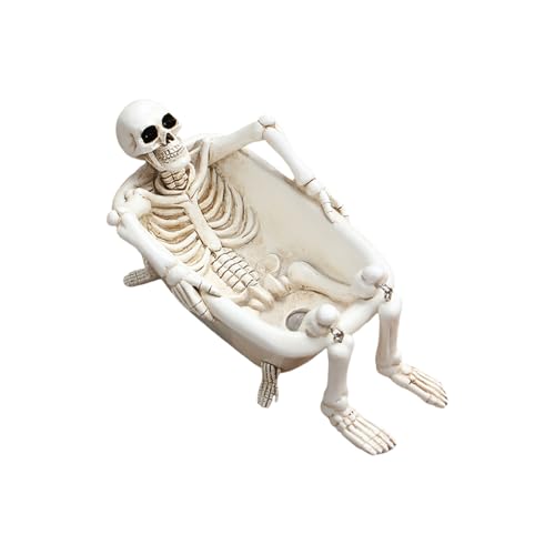 HGZHNAT Skelettpflanztopf Gartenpflanzer, Halloweens Harze Badewanne Skelett Skulptur, Realistische Schädelbadewanne Statue, Für Hausgarten Ornamente Halloweens Harz Skulpturen Ornamente von HGZHNAT