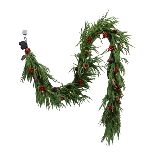 Weihnachten Norfolk Pine Girlands, Real Touch Pine Künstliche Girlande, Faux Greeny Winter Weihnachten Für Tischmantel Kamin Innerner Außen Weihnachtsdekorationen (1 Stcs) von HGZHNAT