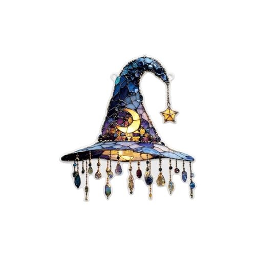 Witch Window Hanging Sun Catcher, Vintage Sonnenfänger Aus Acryl Mit Mond Und Hexe, Personalisierte Hexe Fenster Hängende Dekoration, Für Außenverwaltung Verwenden Sie Hängende Halloween Dekorationen von HGZHNAT