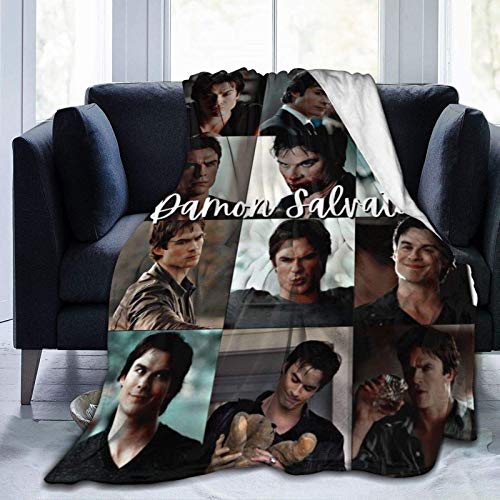 HGdggvd Vampire Diaries TV-Show Decken Team Damon Salvatore Collage Throw Blanket Merch Ian Somer-Halder Fans Geschenke Weiche Fuzzy Fleece Decke für Bett Sofa Home Decor 50 'x40' von HGdggvd