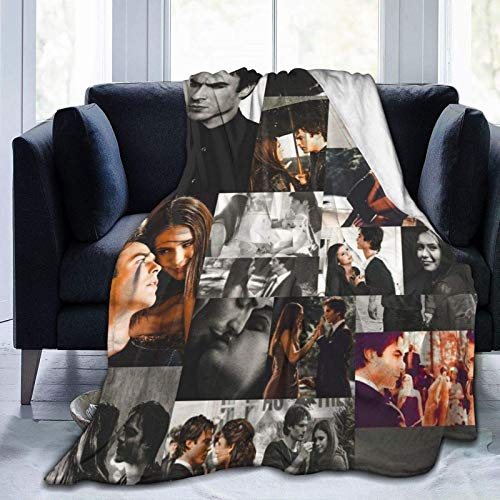 HGdggvd Vampire Diaries TV-Show Decken Team Damon Salvatore Collage Throw Blanket Vampire Diaries Merch Ian Somer-Halder Fans Geschenke Weiche Fuzzy Fleece Decke für Bett Sofa Home Decor 50 'x40' von HGdggvd