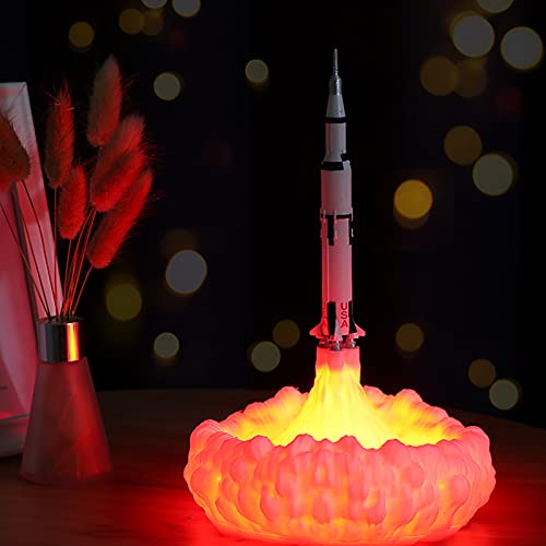 HGomx Raketenlampe 3D-Druck 22,5 cm Space Shuttle Lampe Nachtlicht Mondlampe mit USB wiederaufladbar für Raketenliebhaber Jungen Geburtstag Home Light Dekoration von HGomx