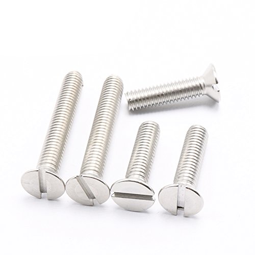 M2.5 Schlitz Flat Head Maschine Schrauben, 100-piece, A2, Edelstahl, Länge: 8 mm, 10 mm von HH FASTENERS