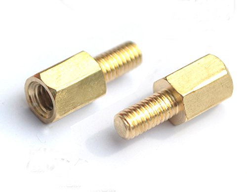 M3 x 8 mm + 6 mm Sechskant-Abstandshalter, Außengewinde, Länge 6 mm, Messing, 50 Stück von HH FASTENERS