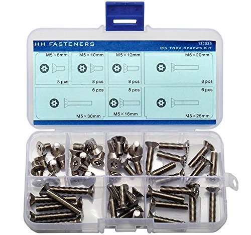 M5 Tamper Resistant flach Head Sicherheit Schrauben Sortiment Kit, Stück 52-teilig von HH FASTENERS