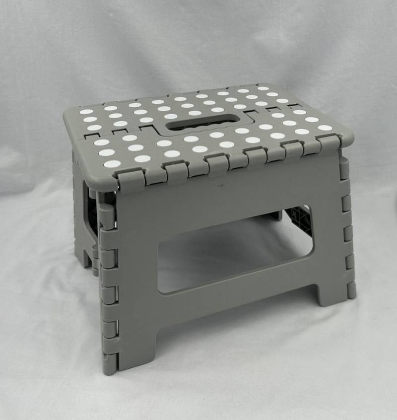HH-Haushalt Klapptritt Klapphocker, Klapptritt, Tritthocker Grau Faltbar H 22cm bis 150KG von HH-Haushalt