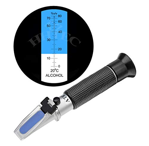 HHTEC Brennerei Refraktometer Alkohol 0-80% v/v HandRefraktometer Alkoholmeter für Spirituose Destillierte Getränke und Ethanol mit Wasser wie Whisky Wodka mit Bedienungsanleitung in Deutsch von HHTEC