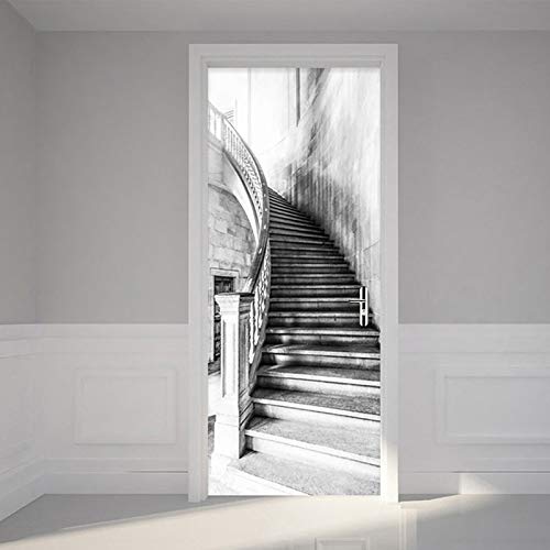 3D Türtapete Selbstklebend Türposter Schwarz-Weiße Treppe Vinyl Entfernbar Zimmertür Aufkleber Tapete Wandbilder Wohnzimmer Schlafzimmer Haus Dekoration 77X200Cm 3D Türtapete Selbstklebend Türposter Schwarz-Weiße Treppe Vinyl Entfernbar Zimmertür Aufkleber Tapete Wandbilder Wohnzimmer Schlafzimmer Haus Dekoration 77X200Cm von HHANN