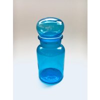 Vintage Blau Glas Behälter Jar W Stopper, Belgien 1960 von HHArtdesignBE