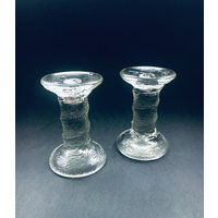 Vintage Design Eisglas Gedrehte Kerzenhalter Set, Frankreich 1970Er Jahre von HHArtdesignBE