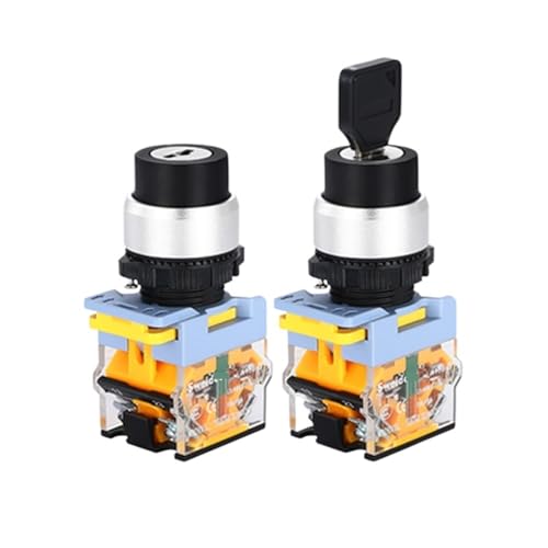 22mm Rotary Key Switch Transfer Switch 2/3Way Momentary Self-Lock on Off Switch Safety Knob Switch(3Way2NO,Latching Self-Lock) von HHB18I