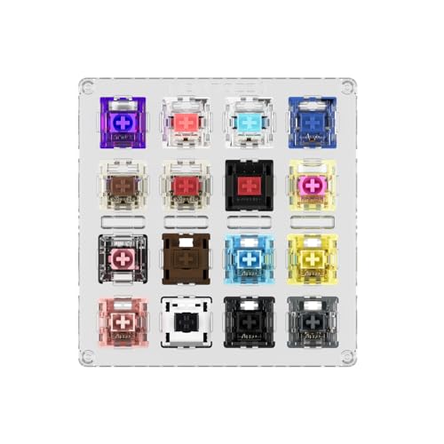 HHB18I 16-Tasten-Schaltertester, mechanische Tastaturen, Acryl-Testwerkzeug, mechanische Tastaturschalter (Schaltertester mit staubdichter Abdeckung) von HHB18I