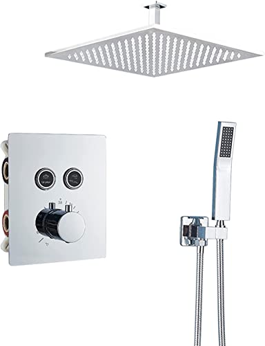 Dusch -Set -Duschsystem versteckte thermostatische Duschmischer -Set Wandmontage Duschhahn Set mit Handdusche und Niederschlagsduschkopf Fortgeschrittene Luftinjektionstechnologie Chrom Finis von HHBCYSR