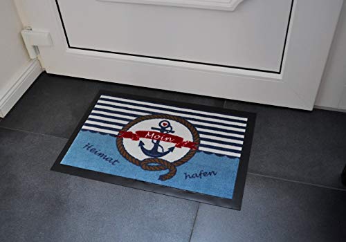 Fußmatte Schmutzfangmatte Fußabtreter Türmatte 40 x 60 cm Heimathafen Blau FM-6 von HHC