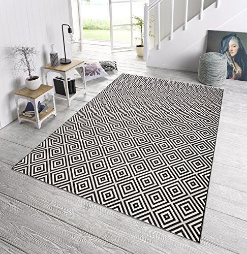 In- & Outdoor Design Teppich Terrasse Wintergarten 160 x 230 cm Karo Schwarz Creme OD-6 von HHC