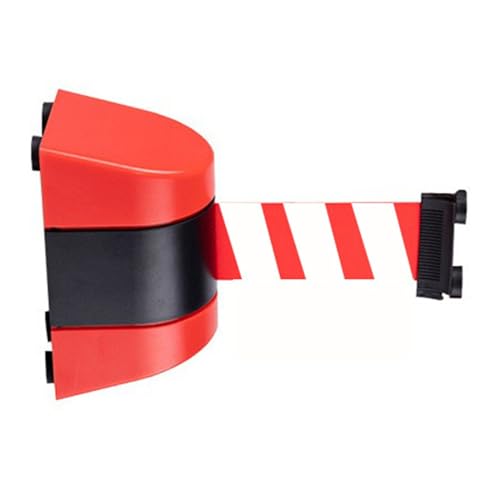 HHCCTEO Magnetischer Warngurt mit Saugnapf, an der Wand montiertes einziehbares Sicherheitsgurt-Absperrband, rot/weiß gestreift, Vorsichtsgefahr für Outdoor-Sport-Rungenwarteschlange(10m/32ft) von HHCCTEO