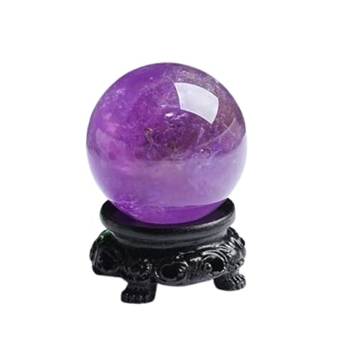 HHCTEBEC 40 Mm Natürlicher Amethyst-Quarzkristall-Kugel, Heilstein mit Ständer für Dekorative Kugel, Wahrsagerei oder Feng Shui und Wahrsagekugel,A von HHCTEBEC